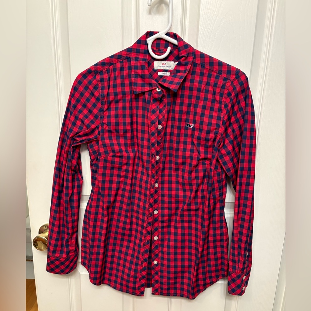 Vineyard Vines Red and Blue Plaid Shirt
